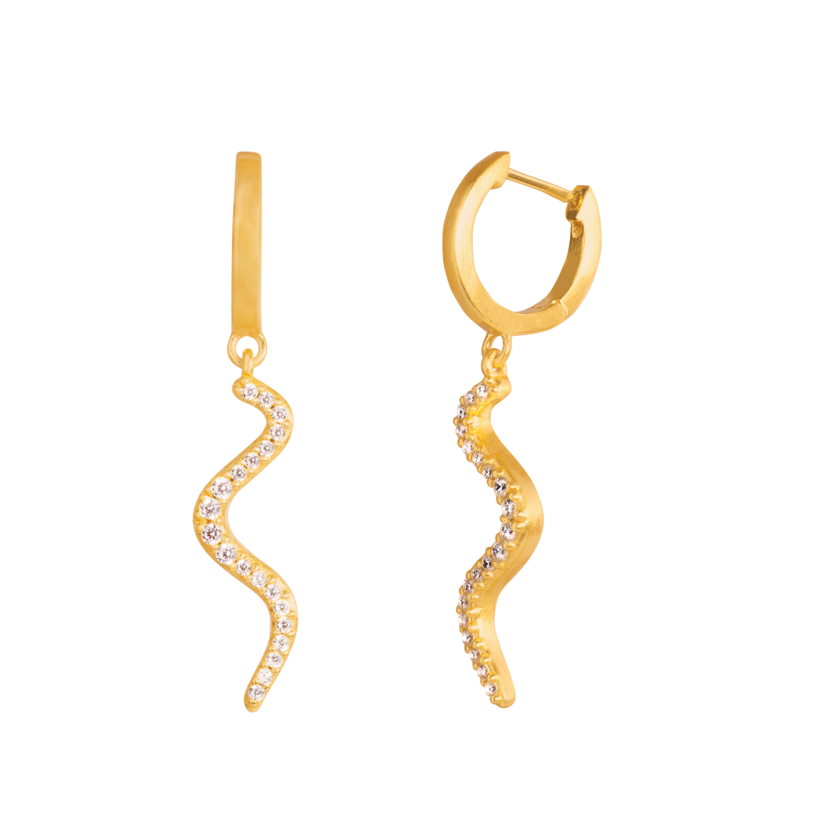 ByBiehl - WAVE SPARKLE - Creoler - Forgyldt med klare sten - Modelnr.: 4-028a-GP
