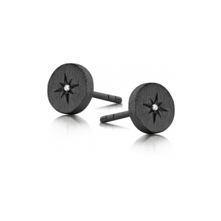 Køb SPIRIT ICONS - NORTH STAR , ØRESTIK I SORT RHODINERET SØLVMED DIAMANT - MODEL: 40113 hos Guldsmed Smeds