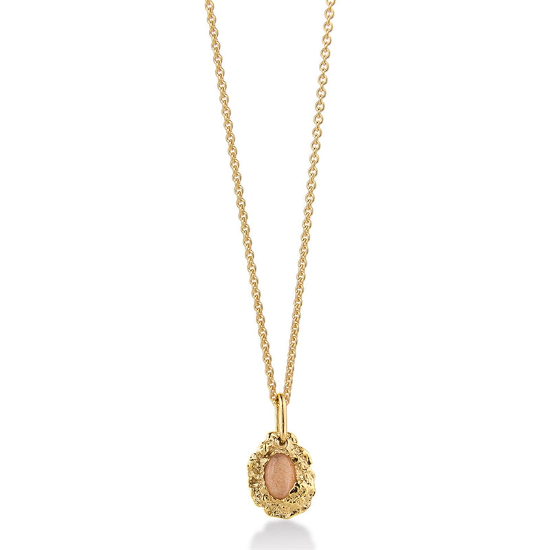Jeberg Jewellery - Forgyldt "I AM GOLD" petite halskæde nude moonstone - Model: 40770