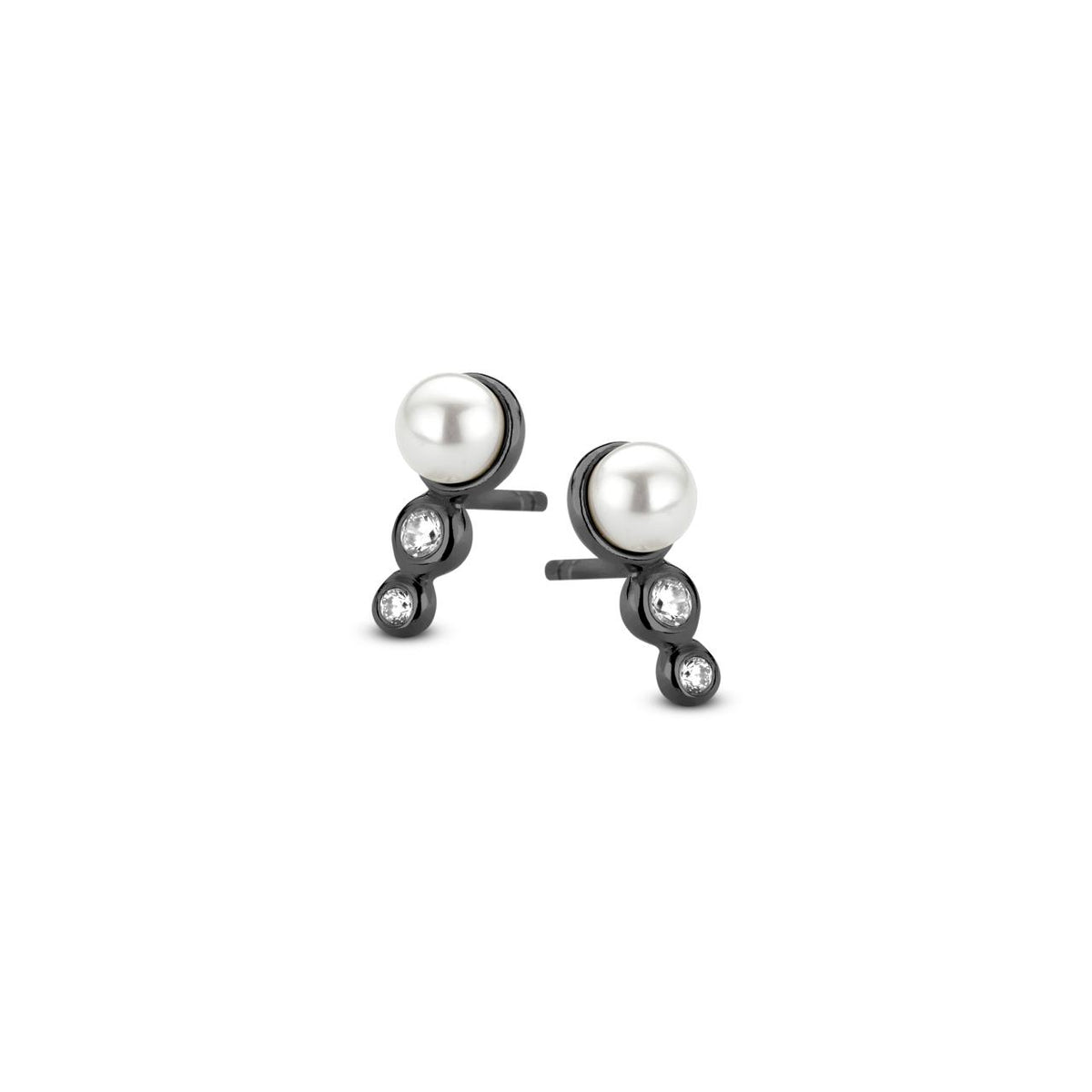 Køb Spirit Icons -Sortrhodineret sølv ørestik m. zirkonia og ferskv.perle - modelnr. SI-40943 hos Guldsmed Smeds