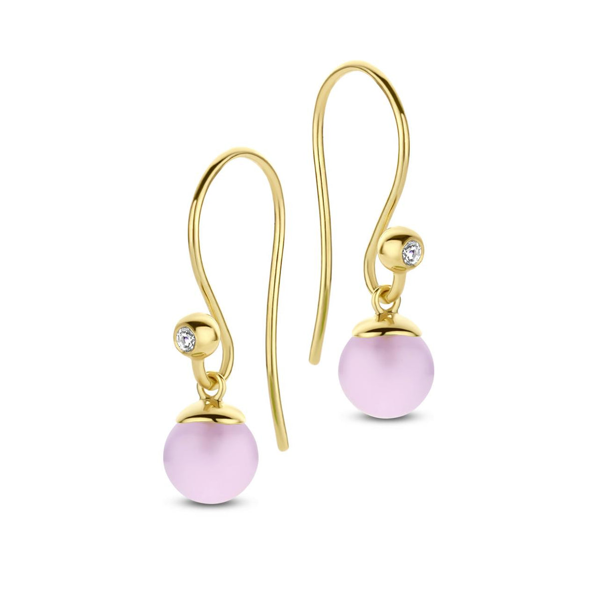 Spirit Icons FIGARO ørehænger i forgyldt sølv med 6 mm rosa sten og zirkon
