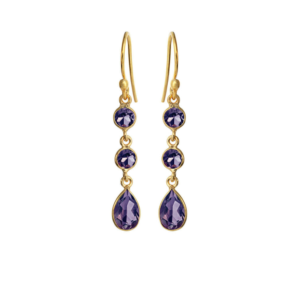 Susanne Friis Bjørner - Fotgyldt ørehænger med amethyst - Model: 5266-2-118
