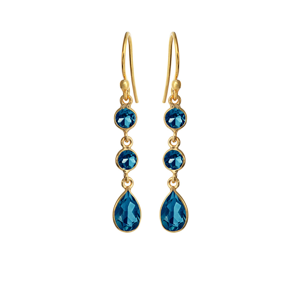 Køb Susanne Friis Bjørner - Sølv fg. - Øreh. m. london blue krystal - Modelnr.: SFB-5266-2-174 hos Guldsmed Smeds