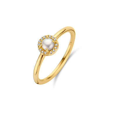Spirit Icons - Euphoria, ring i forgyldt sølv med ferskvandperle og zirkoner - Model: 53552