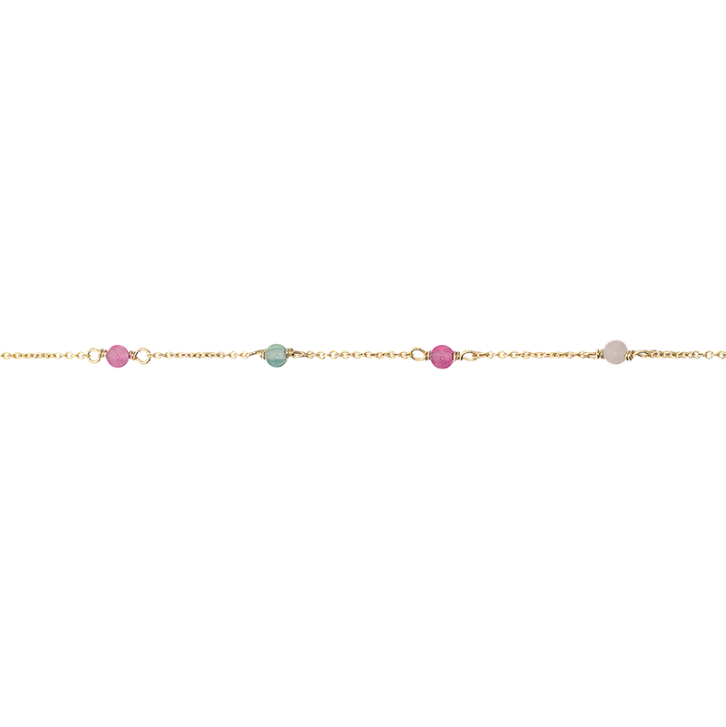 Køb Scrouples - Armbånd forgyldt sølv, Amazonite, pink jade og grøn agat - Model nr:. 610172 hos Guldsmed Smeds