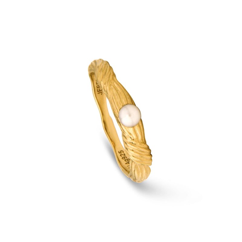 Jeberg Jewellery - Forgyldt Sand nude ring med perle - Model: 61200