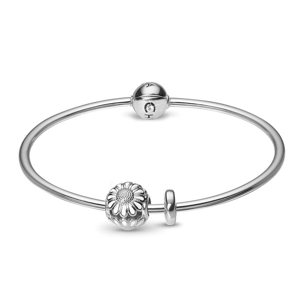 Køb Christina jewelry & watches - Sølv armring med en marguerit charm og en stopper - Modelnr.: 615-SB-S hos Guldsmed Smeds