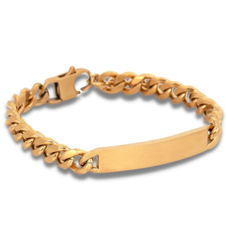 By Billgren - Herrearmbånd i forgyldtv stål, panzer med plade - Model: 8272