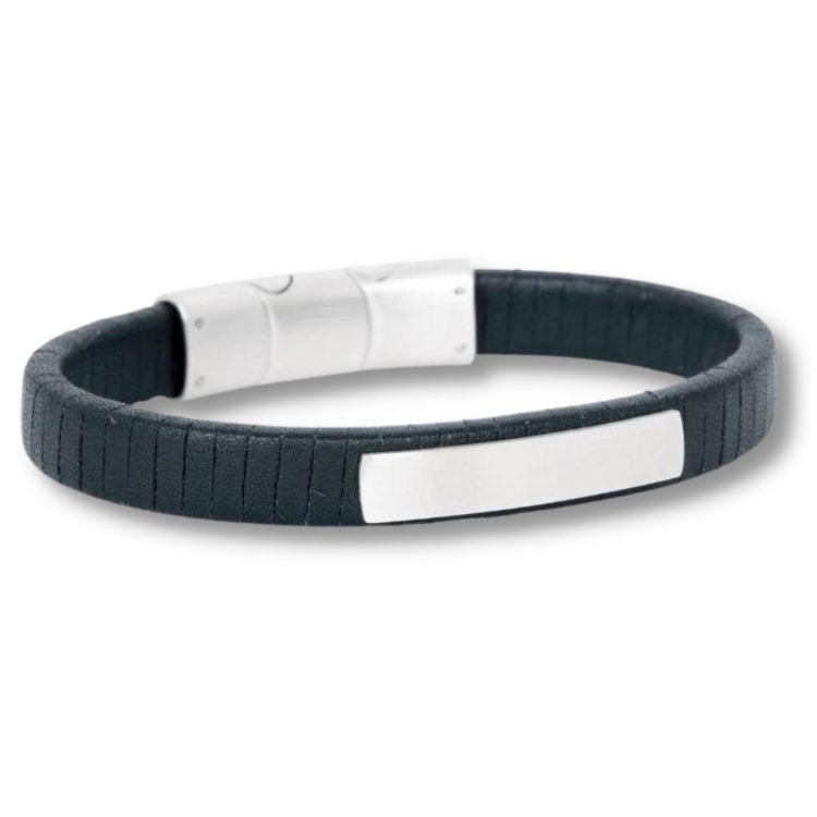 By Billgren - Herrearmbånd i sort læder  - Model: 8242