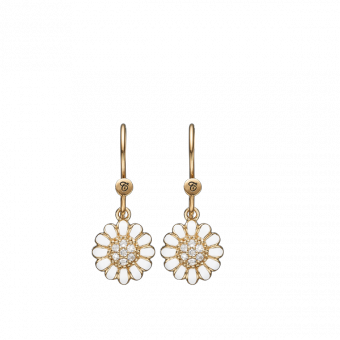 Køb Christina jewelry & watches - White Marguerite Hook ear rings, goldplated - Modelnr.: 670-G12white hos Guldsmed Smeds