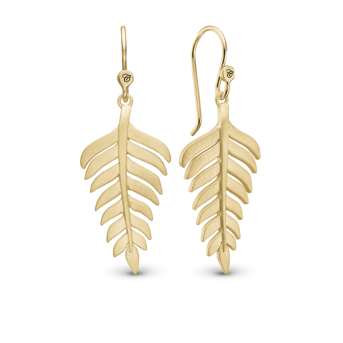 Christina Fern Leaf ørehængere i forgyldt sølv – model 670-G57