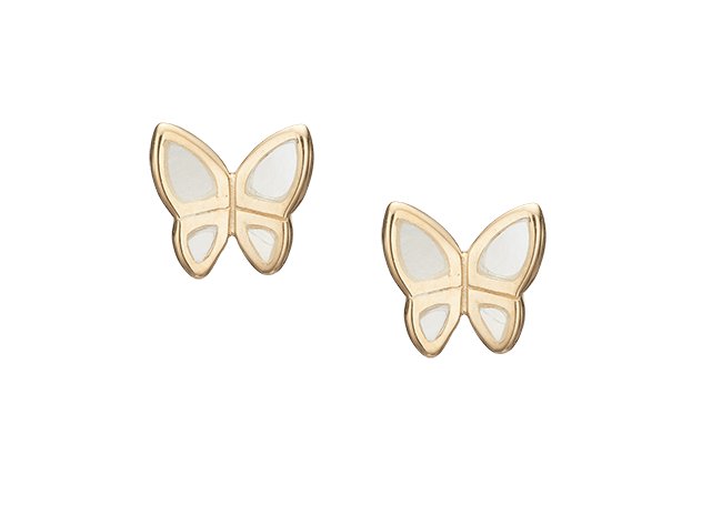 Køb Christina jewelry & watches - MOP Butterflies, studs, goldpl silver - Modelnr.: 671-G14 hos Guldsmed Smeds