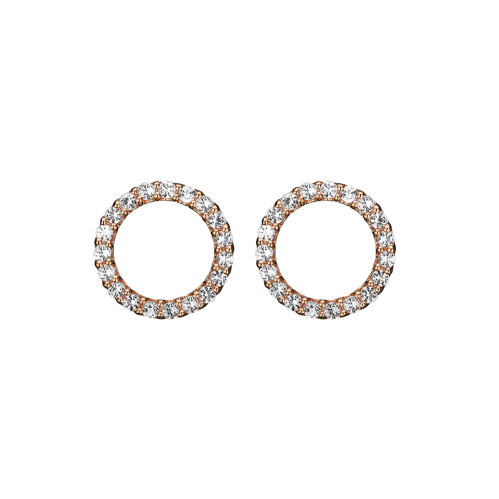 Køb Christina jewelry & watches - Topaz Sparkling Circle, rose goldpl studs - Modelnr.: 671-R43 hos Guldsmed Smeds