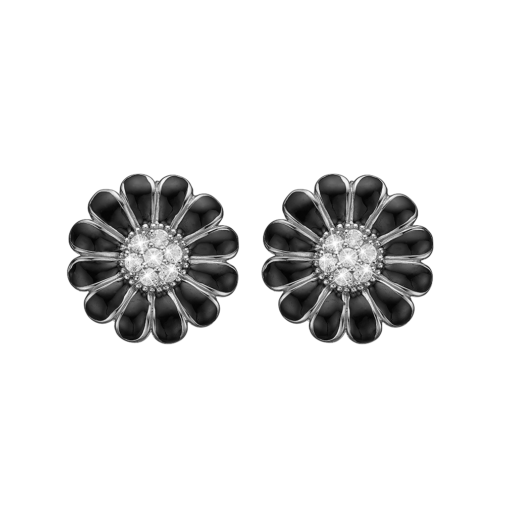 Køb Christina jewelry & watches - 12 mm Black Topaz Marguerites, studs, silver - Modelnr.: 671-S39black hos Guldsmed Smeds