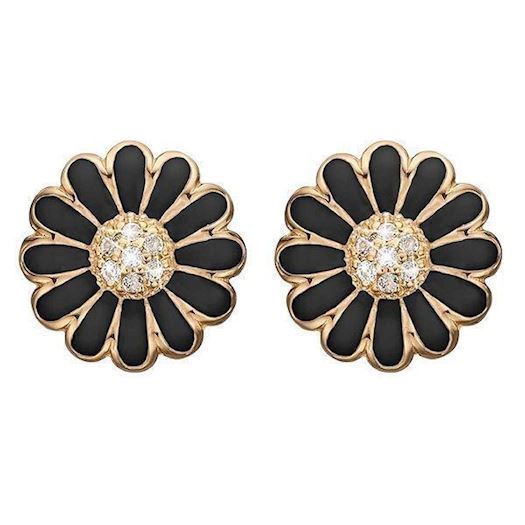 Køb Christina jewelry & watches - Ear Clips Black Marguerite 18 mm, goldpl - Modelnr.: 674-G01black hos Guldsmed Smeds