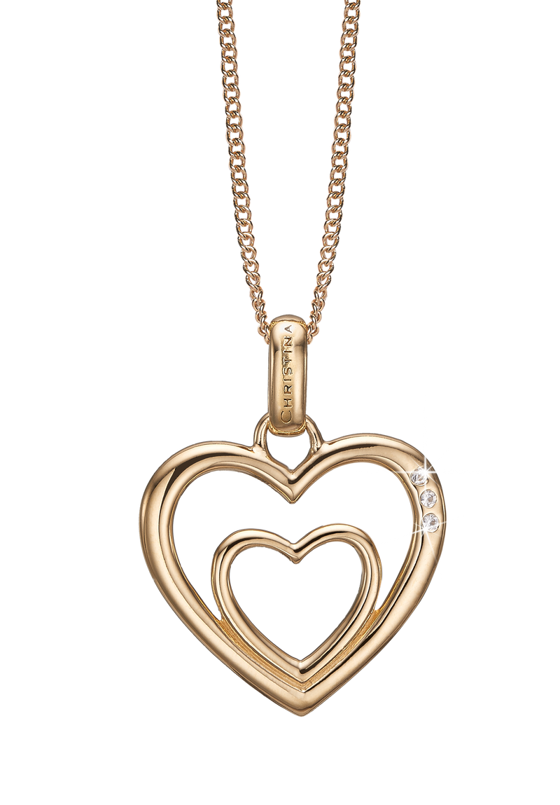 Køb Christina jewelry - Two Open Hearts, vedhæng uden kæde, forgyldt sølv - Modelnr.: 680-G03 hos Guldsmed Smeds