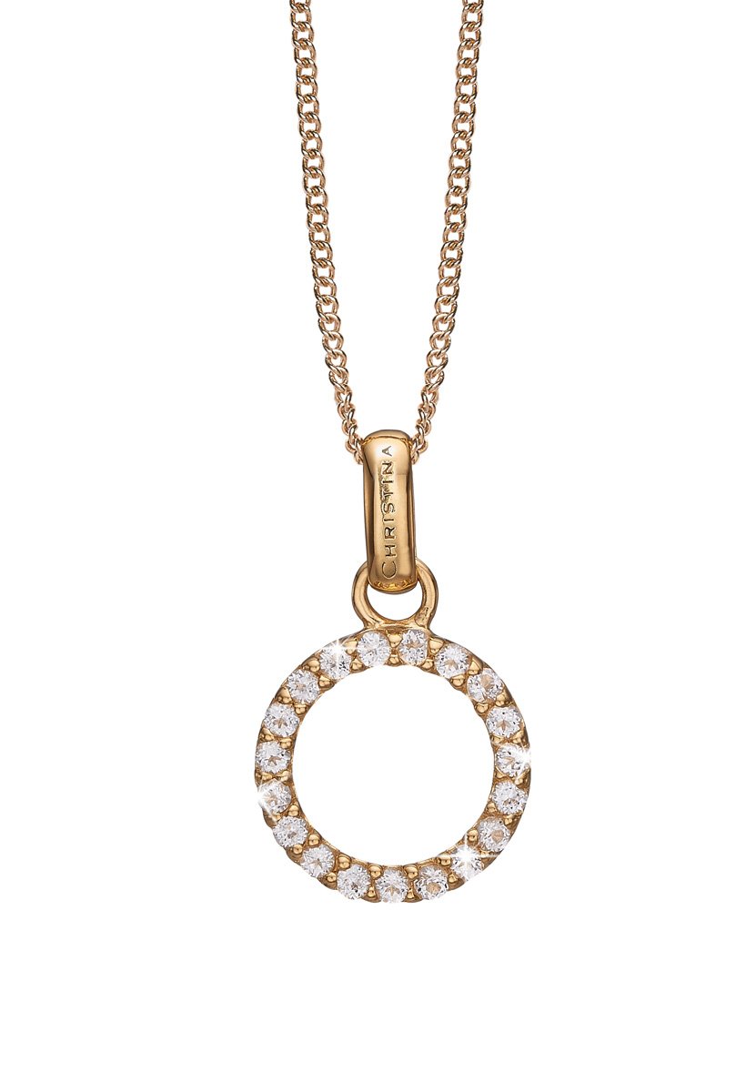 Køb Christina jewelry - Topaz Circle vedhæng, forgyldt sølv, 45+15 cm - Modelnr.: 680-G06-55 hos Guldsmed Smeds