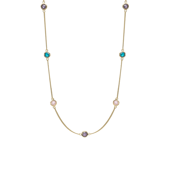 Christina jewelry  - Colourful Champagne, forgyldt halskæde med zirkoner - Modelnr: 680-G115