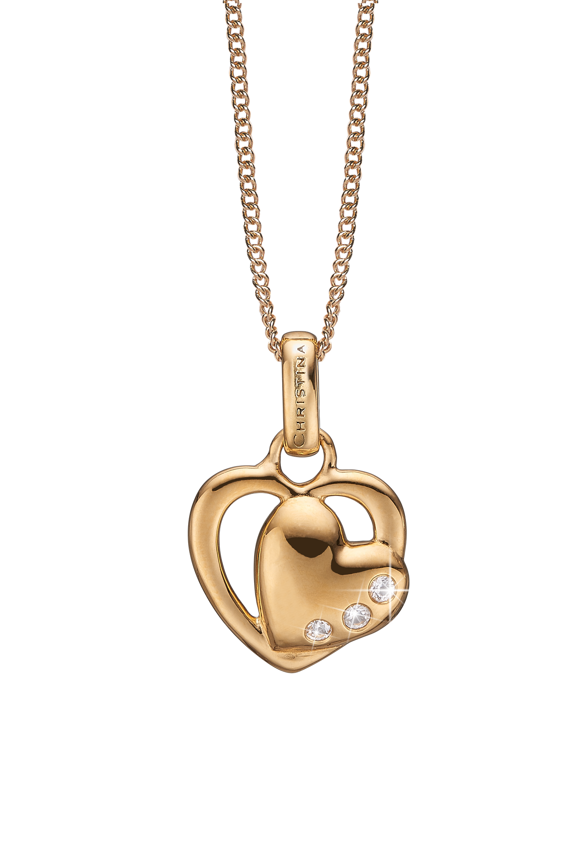 Køb Christina jewelry - Double Hearts vedhæng uden kæde, forgyldt sølv - Modelnr.: 680-G11 hos Guldsmed Smeds