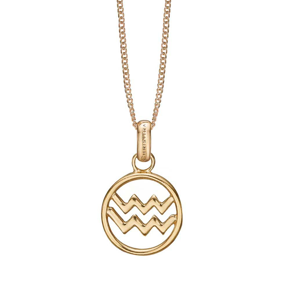 Køb Christina jewelry & watches - Zodiac Aquarius/Vandmand vedhæng, forgyldt - Modelnr: 680-G67-1 hos Guldsmed Smeds