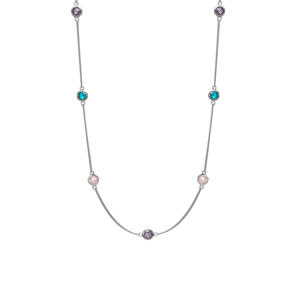 Christina jewelry  - Colourful Champagne, sølv halskæde med zirkoner - Modelnr: 680-S115