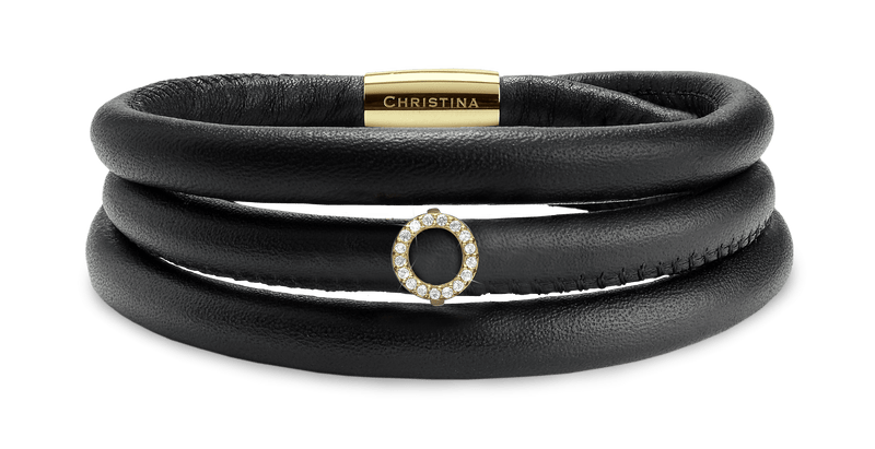 Køb Christina jewelry & watches - 14KT. GOLD CAMPAIGN, BLACK LEATHER - Modelnr.: 695-BLACK-RG hos Guldsmed Smeds