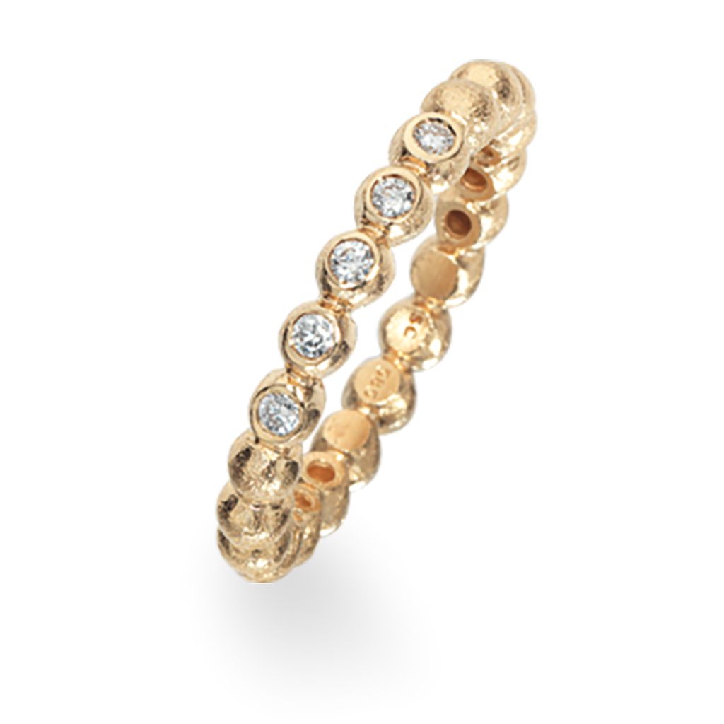 Køb Scrouples - Ring 14 kt. rustik m. kugler 0,10 w/si - Model nr.: 709415 hos Guldsmed Smeds