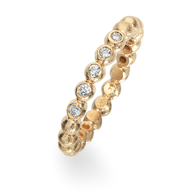 Køb Scrouples - Ring 14 kt. rustik m. kugler 0,10 w/si - Model nr.: 709415 hos Guldsmed Smeds