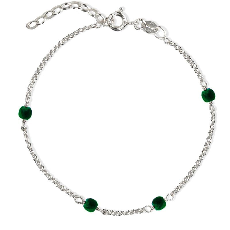 Jeberg Jewellery - Sølv LOVE EYE armbånd grøn agat - Model: 7144-S