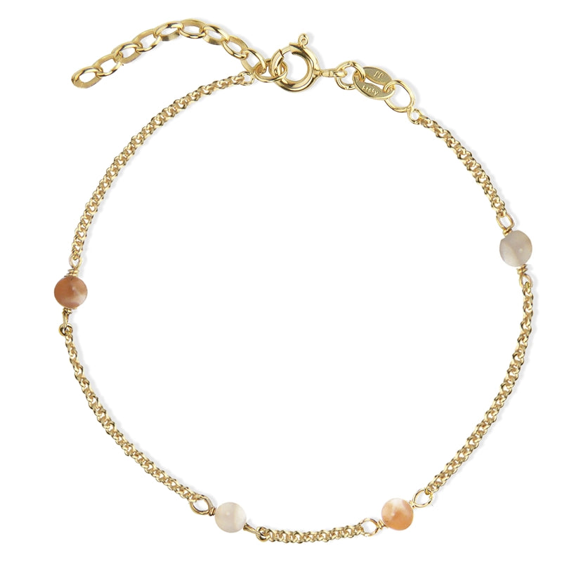 Jeberg Jewellery - Forgyldt LOVE EYE armbånd nude moonstone  - Model: 7182-G