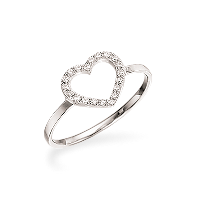 Køb Scrouples - Ring blank sølv med et åbent hjerte med zirkoner - Model nr.: 725262 hos Guldsmed Smeds