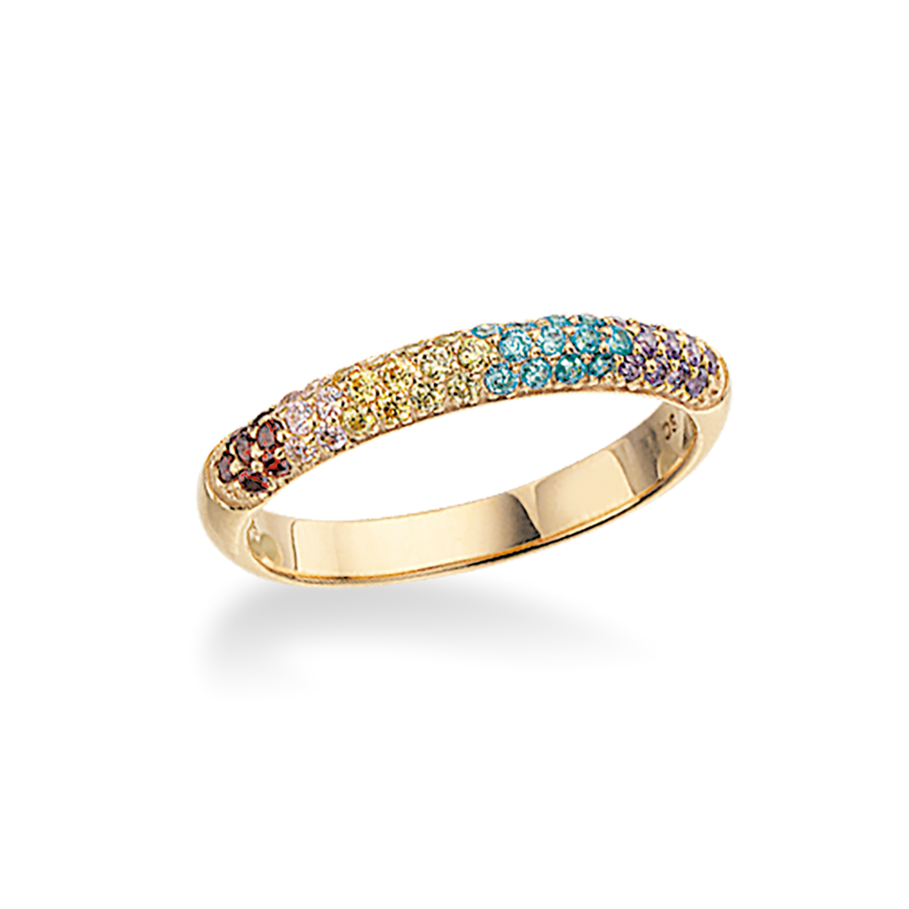 Køb Scrouples - Ring blank forgyldt sølv med multicolor zirkoner - Model nr.: 725592 hos Guldsmed Smeds
