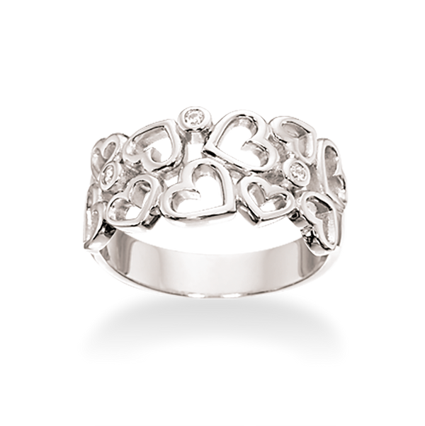 Køb Scrouples - Ring sølv, bred med åbne hjerter og zir - Model nr.: 725682 hos Guldsmed Smeds
