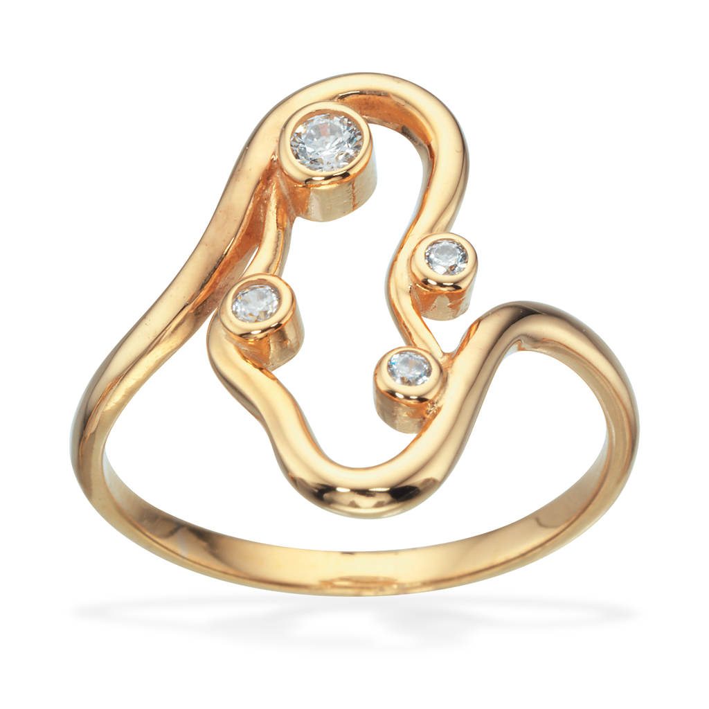 Scrouples - Forgyldt ring, bølget med syntetiske zirkoner - Model: 726562