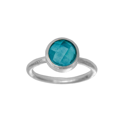Køb Susanne Friis Bjørner - Ring sølv m. 10 mm facet london blå krystal - Modelnr.: SFB-1659-1-174 hos Guldsmed Smeds