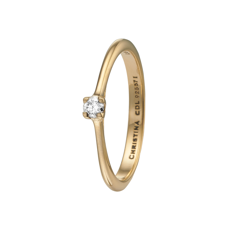 Køb Christina Jewelry - Ring, Labgrown Diamond 0,10ct, forgyldt sølv  - Model: 800-8.1.B hos Guldsmed Smeds