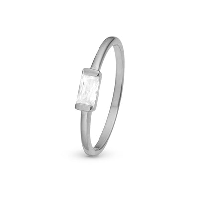 Christina White single Baguette ring i sølv – model 800-1.15.A