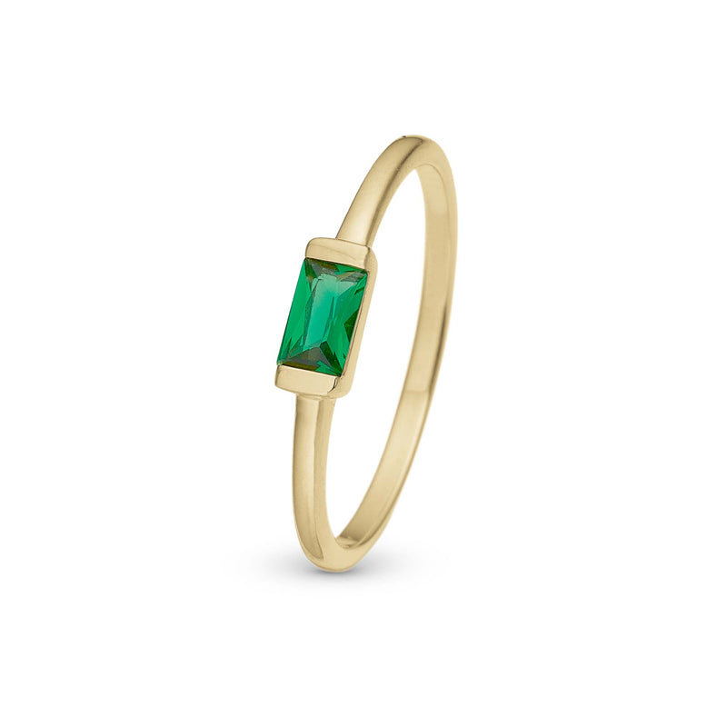 Christina Jewelry - Green Single Baguette ring forgyldt - Model: 800-1.16.B
