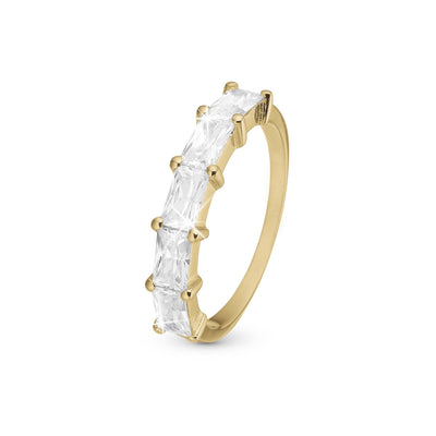 Christina White Baguette ring i forgyldt sølv – model 800-9.1.B