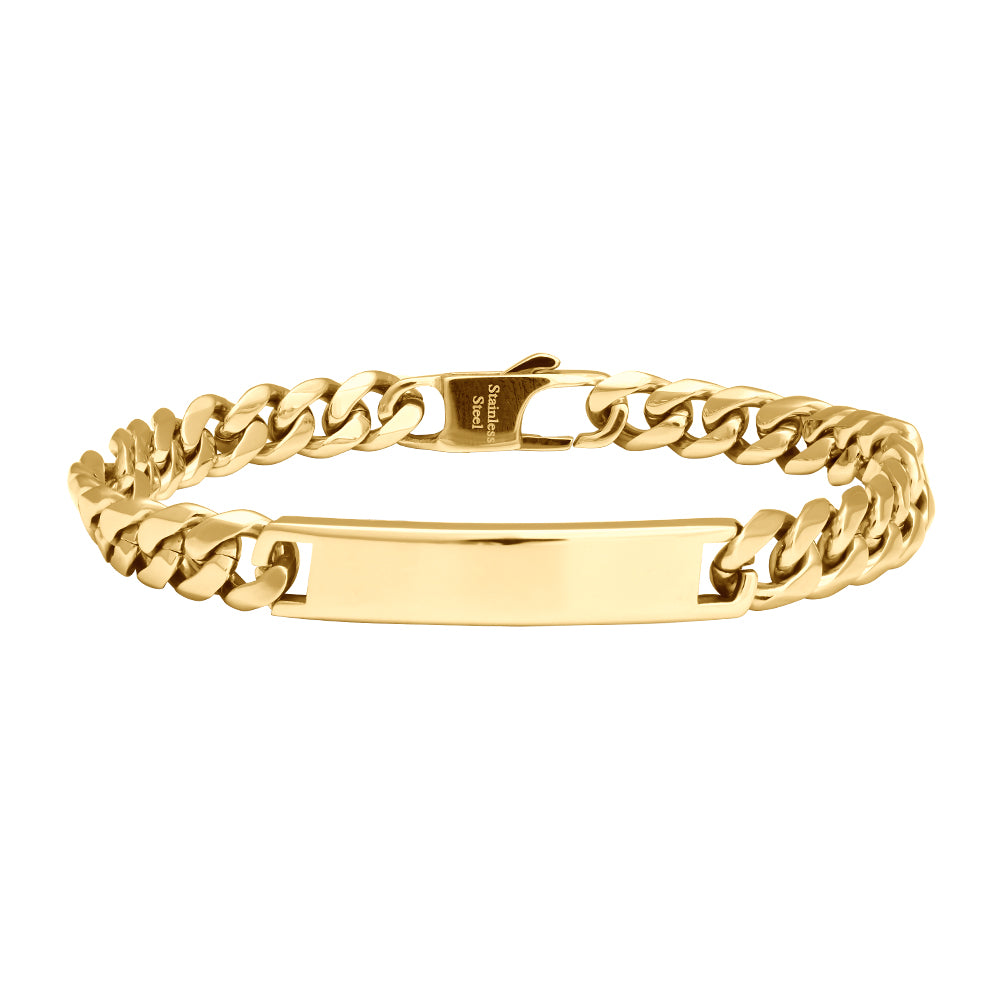 Køb Son of noa - SON bracelet STEEL w. plate shiny 21cm IPGold - Model: 893 007-21 hos Guldsmed Smeds