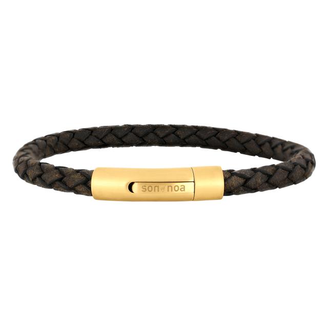 SON of NOA Herre mørkebrunt læder armbånd, 21cm