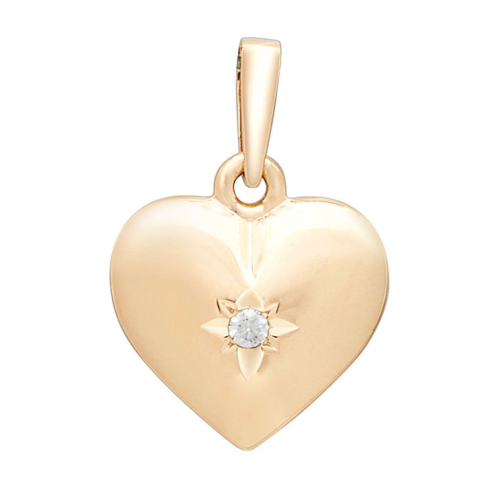 Køb Siersbøl - 14 kt. Hjerter 13 mm med diamant  0,025ct TW/si - Model.: A216 029BR5 hos Guldsmed Smeds