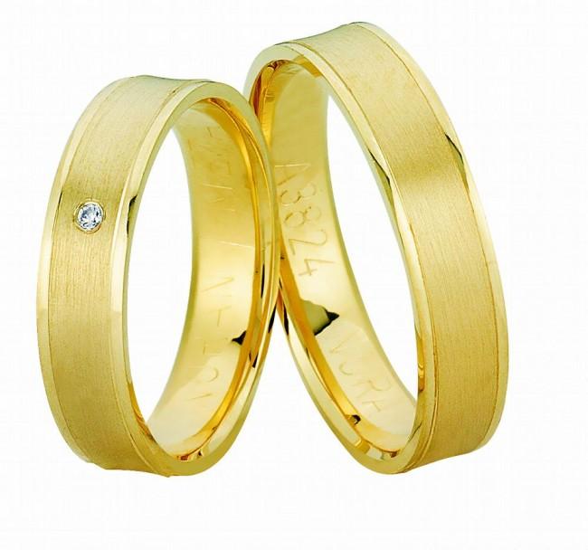 Køb Nuran - vielses- og forlovelsesringe i guld - Modelnr.: A3824 - 14 KT. hos Guldsmed Smeds