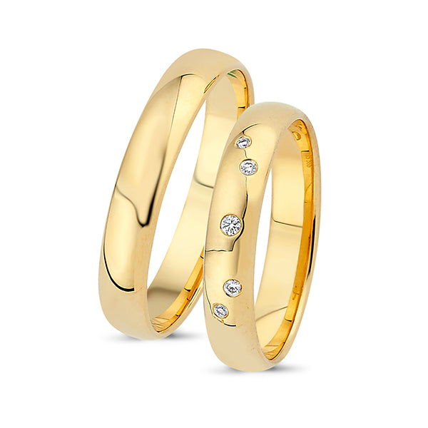 Køb Nuran - 14kt. stjernedrysset vielsesringe m 0,05ct w/vs br - Modelnr.: A4003RG hos Guldsmed Smeds