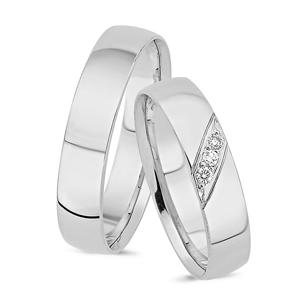 Køb Nuran - 14kt. vielsesringe m/diamant 3*0,2ct w/vs brillant - 4,5mm bredde- Modelnr.: A4008HVG hos Guldsmed Smeds