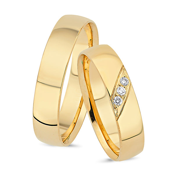 Køb Nuran - 14kt. vielsesringe m/diamant 3*0,2ct w/vs brillant - 4,5mm bredde- Modelnr.: A4008RG hos Guldsmed Smeds