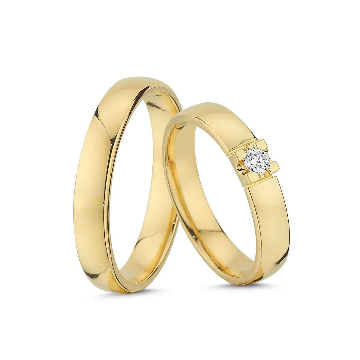 Køb Nuran - 14kt. vielsesringe m/diamant 1x0,09ct w/vs brillant - Modelnr.: A4074RG hos Guldsmed Smeds