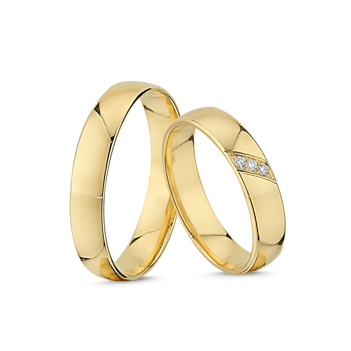 Køb Nuran - 14kt. vielsesringe m/diamant 3x0,01ct w/vs brillant - 4,2mm - Modelnr.: A4078RG hos Guldsmed Smeds