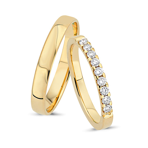 Køb Nuran - 14kt. vielsesringe m 9*0,03ct w/vs - Modelnr.: A4090RG hos Guldsmed Smeds