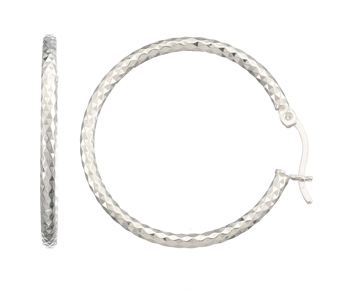 Køb Lund Copenhagen - Sølv creol - diamantskåret - ø29mm - Modelnr.: 909223 hos Guldsmed Smeds